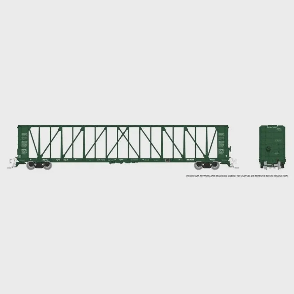 Rapido N NSC Centerbeam Flatcar: BC Rail - Green: Single Car #562003A