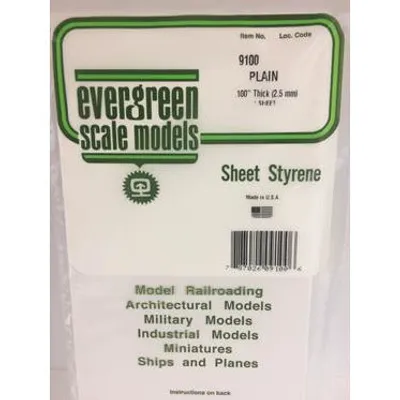 Evergreen #9100 Styrene Sheets: Plain 3 pack 0.100" (2.5mm) x 6" x 12"