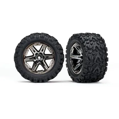 TRA6773X Tires & Wheels, Assembled, Glued (2.8') - RXT Black Chrome