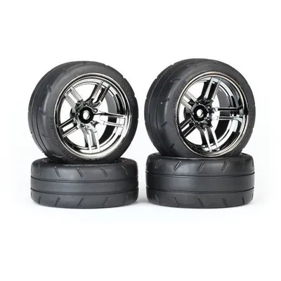 TRA8375 Tires and Wheels, assembled, split spoke black chrome wheels 1.9" response tires, foam inserts, front, rear, VXL rated