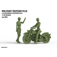 Military Motorcycle with US Soldiers 1/35 #SW004 by Suyata