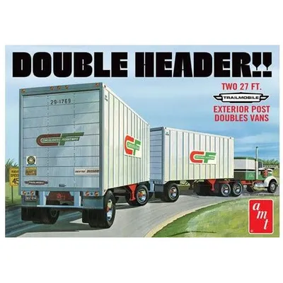 Double Header Tandem Van Trailers 1/25 Truck Accessory Model Kit #1132 by AMT