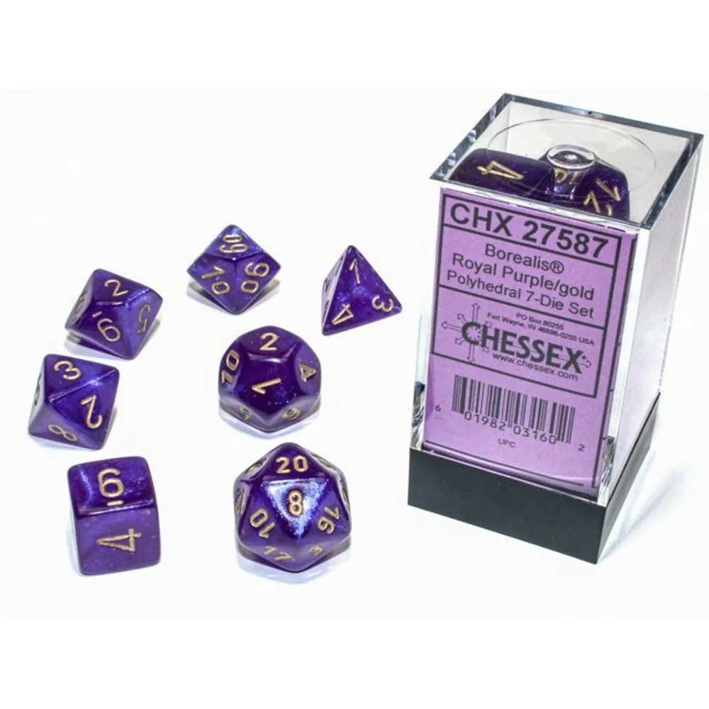 Chessex Borealis 7-Die Set Royal Purple/Gold Luminary CHX27587