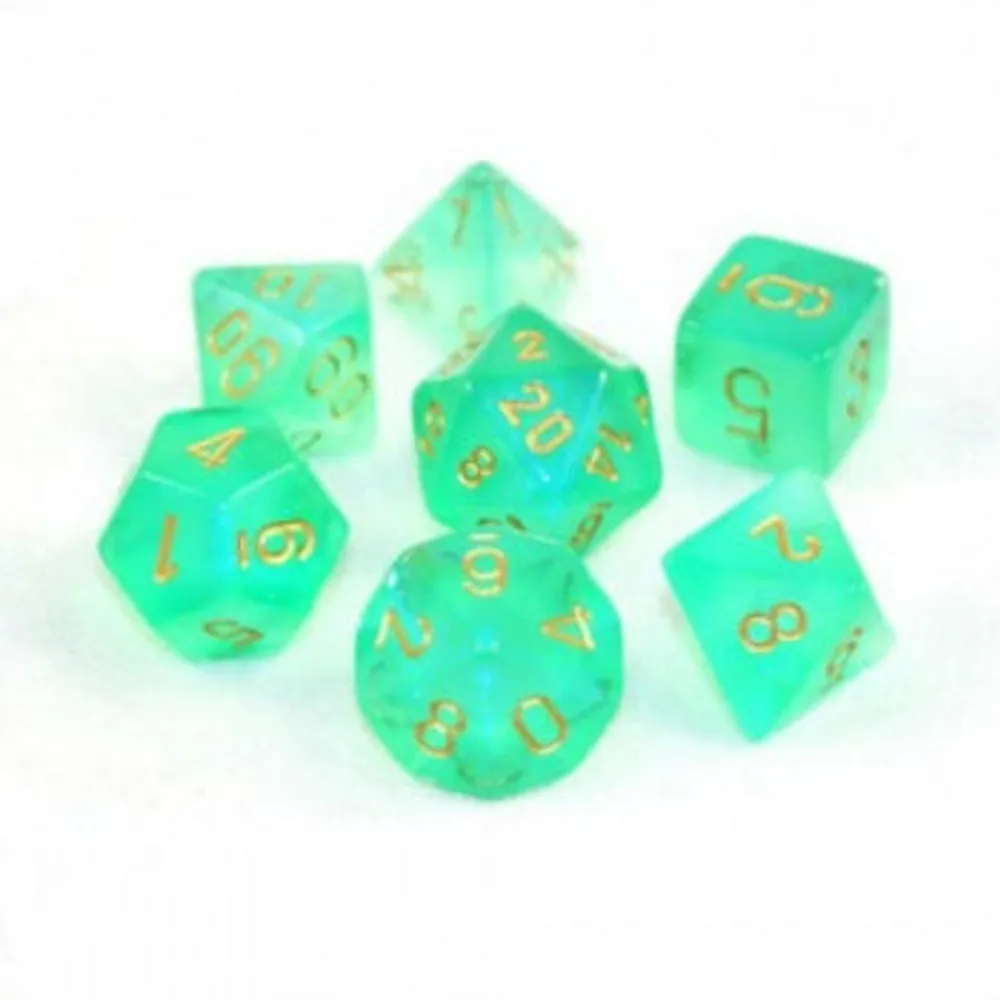 Chessex Borealis 7-Die Set Light Green/Gold Luminary CHX27575