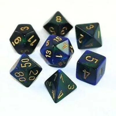 Chessex Gemini 7-Die Set Blue-Green/Gold CHX26436