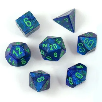 Chessex Lustrous 7-Die Set Dark Blue/Green CHX27496