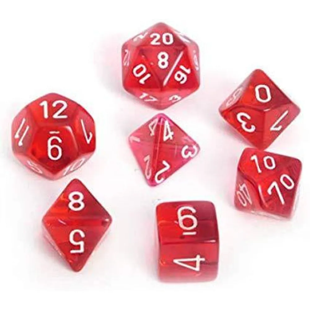 Chessex Translucent 7-Die Set Red w/White CHX23074