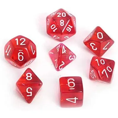 Chessex Translucent 7-Die Set Red w/White CHX23074