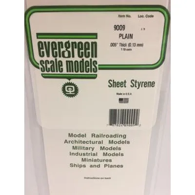 Evergreen #9009 Styrene Sheets: Plain 3 pack 0.005" (0.13mm) x 6" x 12"