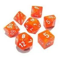 Chessex Translucent 7-Die Set Orange w/White CHX23073