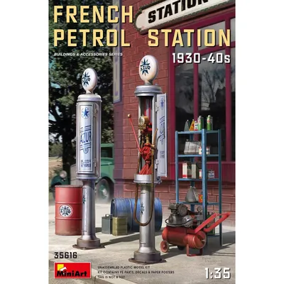 French Petrol Station 1930s-1940s #35616 1/35 Scenery Kit by MiniArt