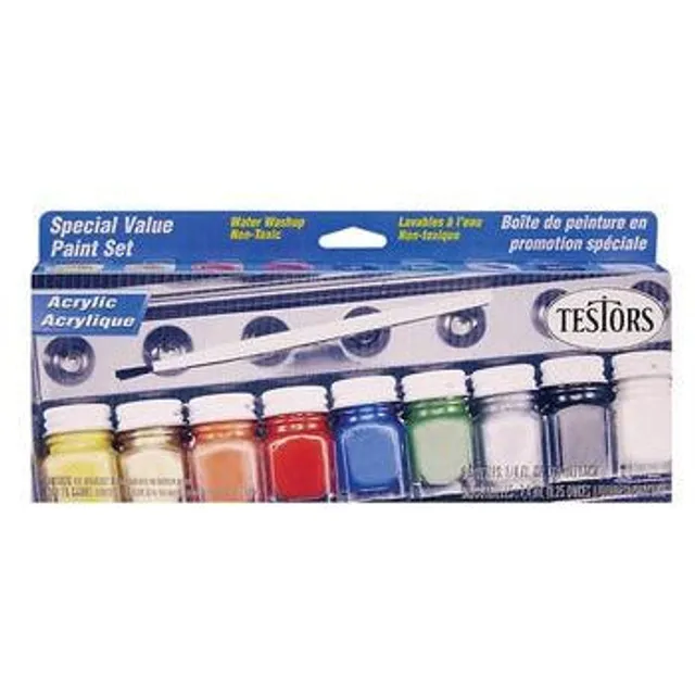 Testors 9132 Enamel Fluorescent Paint Set (1 Brush, 7 Jars)