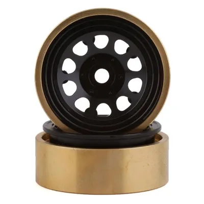 SSD00458 SCX24 1.0” Aluminum/Brass D Hole Beadlock Wheels (Black) (2)