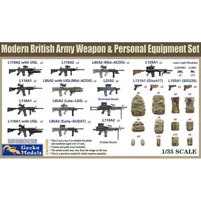 Modern British Army Weapon & Personal Equipment Set 1/35 #35GM0026 by Gecko Models