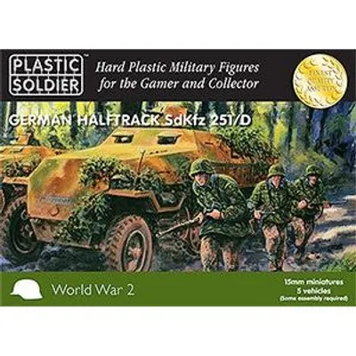 15mm Easy Assembly German SDKFZ 251AUSF D Half Track #WW2V15007 by Plastic Soldier
