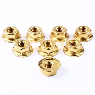 3RAC-NS40GO 4mm Aluminum Serrated Locknuts (8pcs) Gold