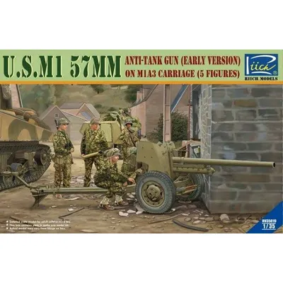 U.S. M1 57MM Anti-Tank Gun (Early Version) on M1A3 Carriage (5 Figures) 1/35 #RB35019 by Riich Models