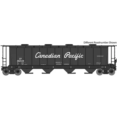 59' Cylindrical Hopper - Ready to Run -- Canadian Pacific #382799 (black, Script Name)