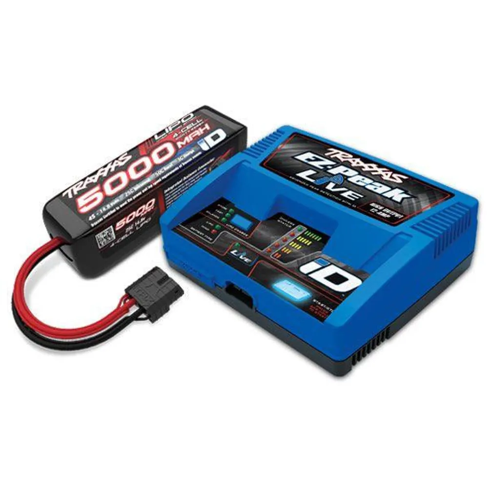 Traxxas EZ-Peak Live 100W Multi-Chemistry Battery Charger (TRA2971) with 1 x 5000mAh 14.8V 4Cell 25C LiPo Battery (TRA2889X