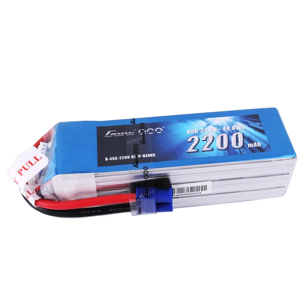 Gens Ace - 286 - 2200mAh 6S1P 22.2V 45C LiPo EC3 Plug Soft Case 125x39x36.7mm