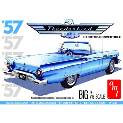 1957 Ford Thunderbird Hardtop/Convertible 1/16 Model Car Kit #1206 by AMT