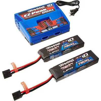 Traxxas EZ-Peak Live 100W 12a NiMH/LiPo Charger with iD Auto Battery Identification plus 2x TRA2890X 6700mAh iD Batteries