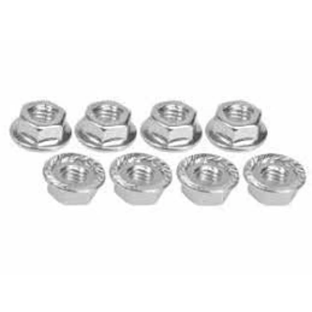 3RAC-NS40SI 4mm Aluminum Serrated Locknuts (8pcs) Silver