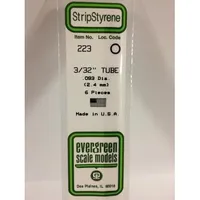 Evergreen #223 Styrene Tubes: Round 3/32" 6 pack 0.093" (2.4mm) OD x 14" (35cm)