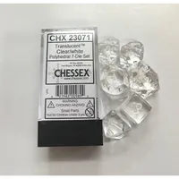 Chessex Translucent 7-Die Set Clear/White CHX23071