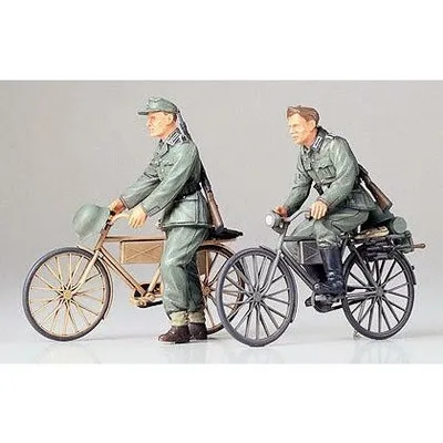 WWII Military Miniatures German Soldiers with Bicycles #35240 1/35 Figure Kit by Tamiya