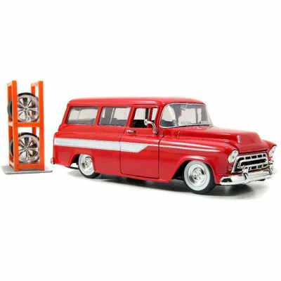 "Just Trucks" 1957 Chevy Suburban w/ Extra Wheels Red