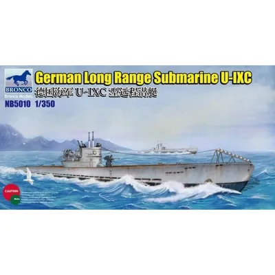 German Long Range Submarine Type U-IX C 1/350 Model Submarine Kit #5010 by Bronco