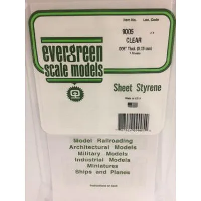 Evergreen #9005 Styrene Sheets: Clear 3 pack 0.005" (0.13mm) x 6" x 12"