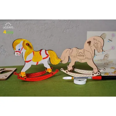 3-D Coloring Puzzle Rocking Horse by Ugears