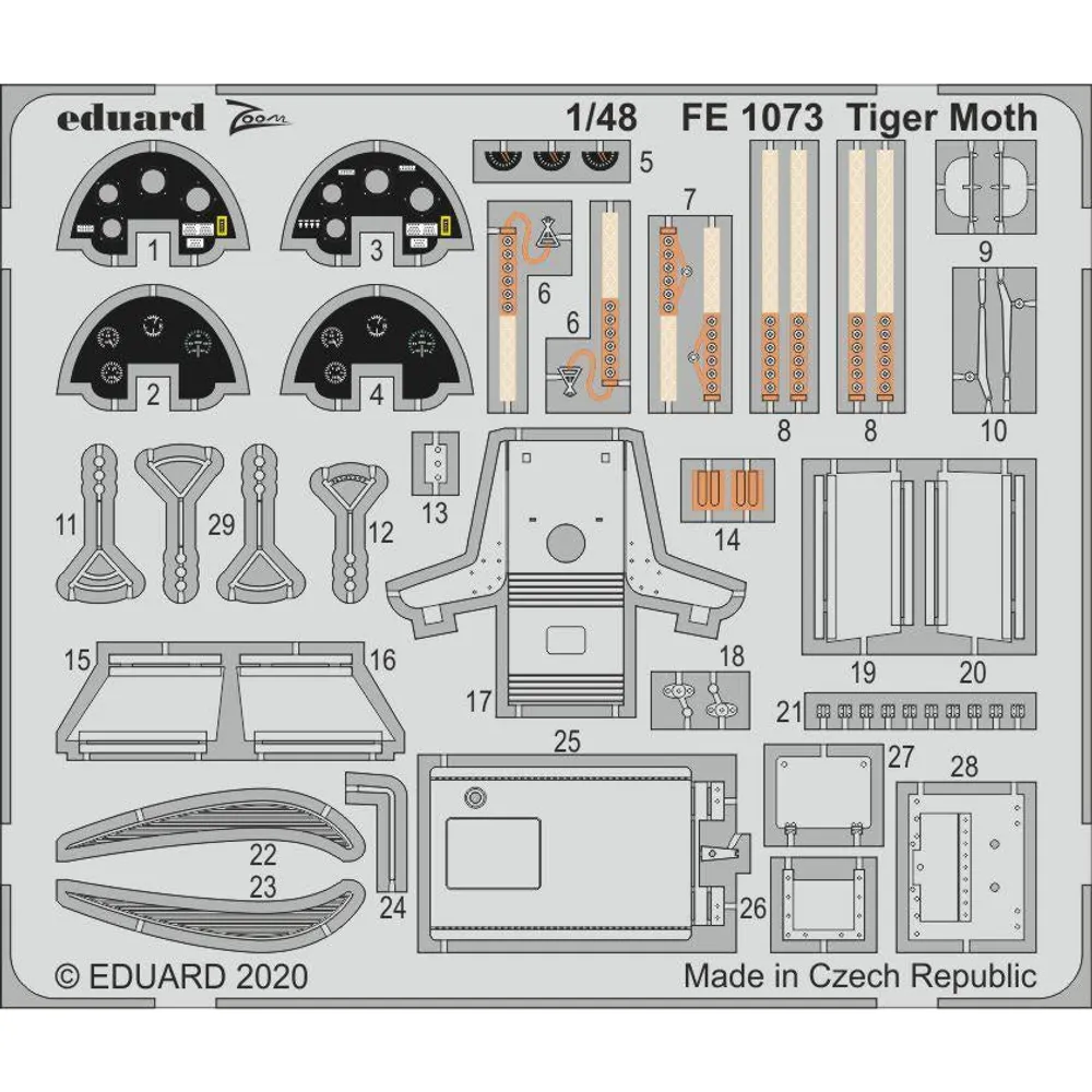 Tiger Moth photo etch set for Airfix Kit (Painted) 1/48 by Eduard