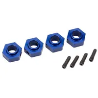 Traxxas Wheel hubs, 12mm hex, 6061-T6 aluminum (blue-anodized) (4)/ screw pin (4)