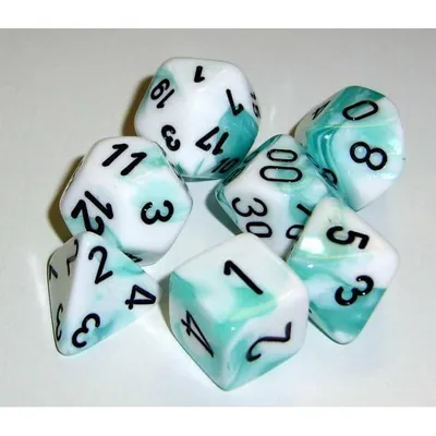 Chessex Gemini 7-Die Set Teal-White/Black CHX26444