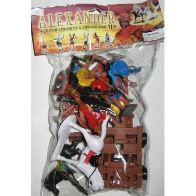 Alexander the Great Warriors & Armor Figure Playset (8 w/2 Horses, Chariot, Catapult & Acc) (Bagged) 1/32