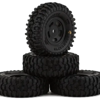 JCO4023-35911 CX24 1.0" Tusk Pre-Mounted Tires w/Glide 5 Wheels (4) (Black) (Gold) w/7mm Hex