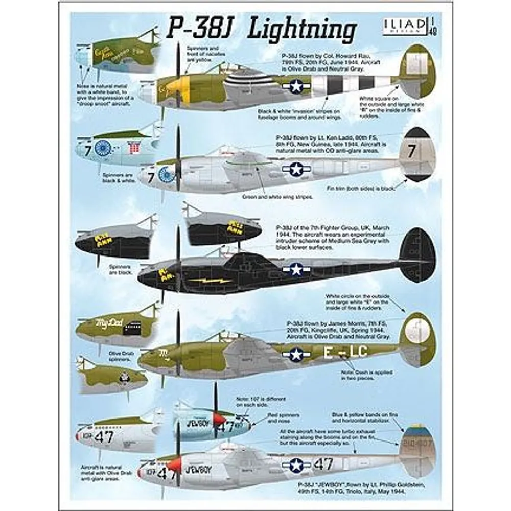 P-38J Decals 1/48 by Iliad Design