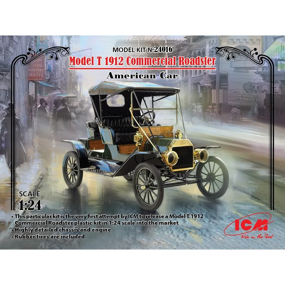 Model T 1912 Commercial Roadster, American Car 1/24 Model Car Kit #24016 by ICM