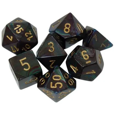 Chessex Lustrous 7-Die Set Shadow/Gold CHX27499