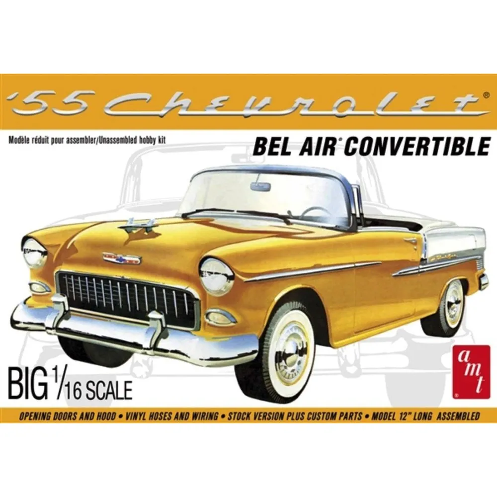 1955 Chevrolet Bel Air Convertible 1/16 Model Car Kit #1134 by AMT