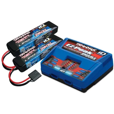 TRA2991 Traxxas EZ-Peak Dual Multi-Chemistry Battery Charger (TRA2972) with 2x 7600mAh 7.4V 2Cell 25C Lipo Batteries (TRA2869X)