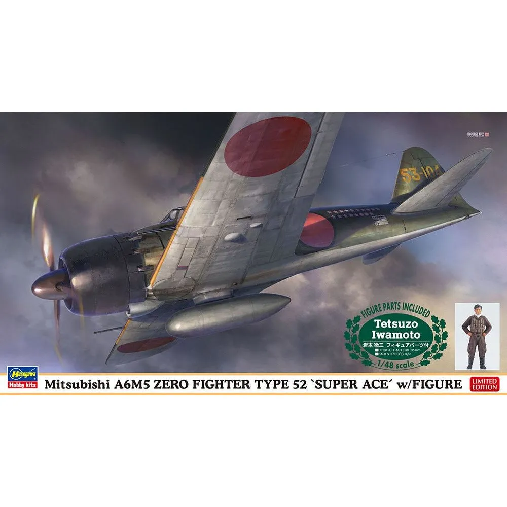 Mitsubishi A6M5 Zero Fighter Tye 52 'Super Ace' w/Figure 1/48 #07497 by Hasegawa