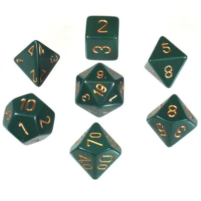 Chessex Opaque 7-Die Set Dusty Green/Copper CHX25415