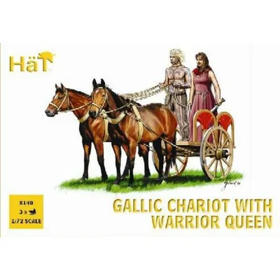 Gallic Chariot & Warrior Queen (3 Sets: Chariot, 2 Horses & 3 Figs) 1/72 by Hat Industries