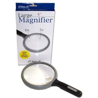 5" Round Glass Magnifier 2x & 6x power