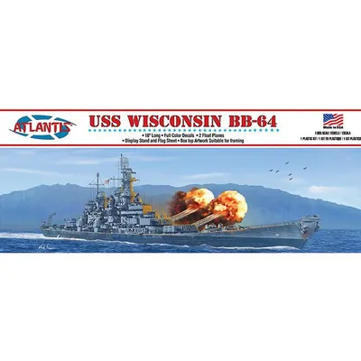 USS Wisconsin BB-64 Battleship 16" Model Ship Kit #3006 by Atlantis