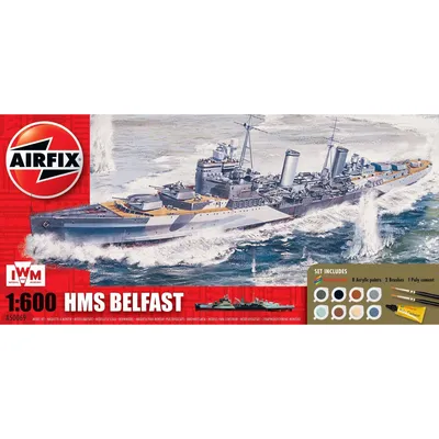 HMS Belfast Gift Set 1/600 Model Ship Kit #50069 by Airfix
